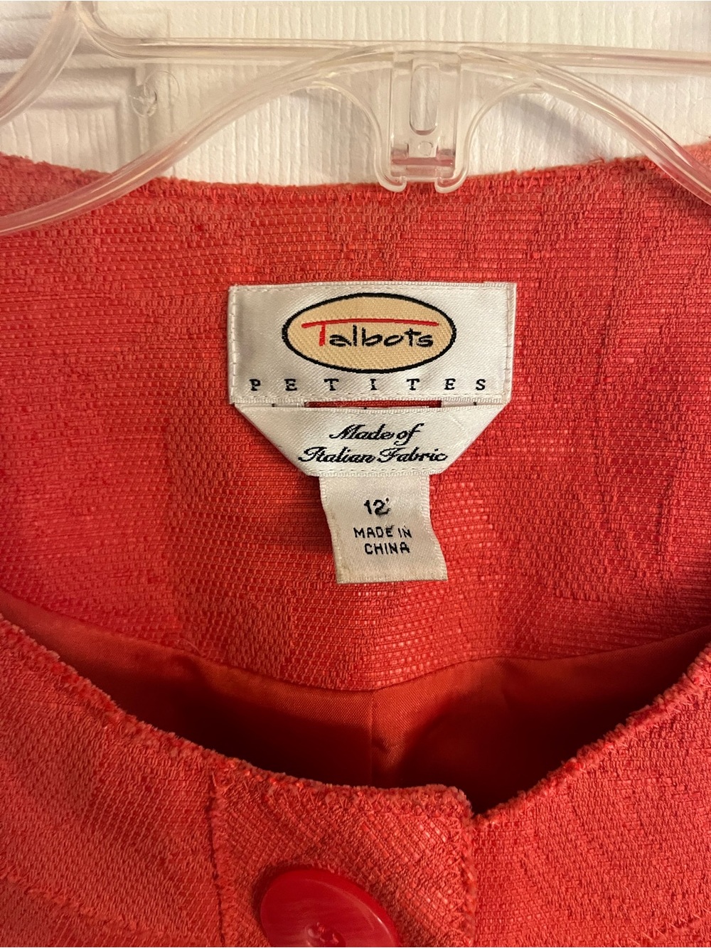 Talbots Coral Textured Button Jacket - Picture 9 of 11